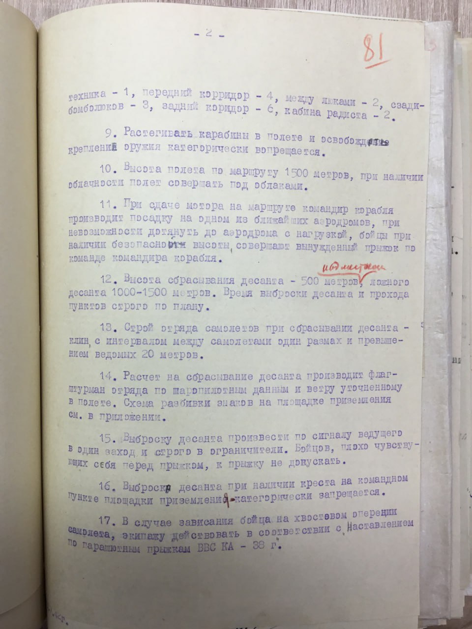 Схема организации парашютного десанта на 1943 год