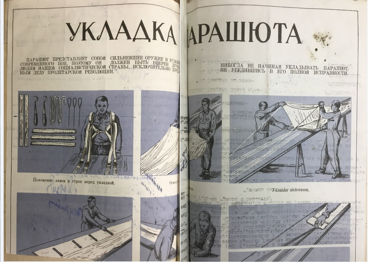🪂 Продолжаем публикацию фрагментов плакатов по парашютной подготовке марта 1942 года.