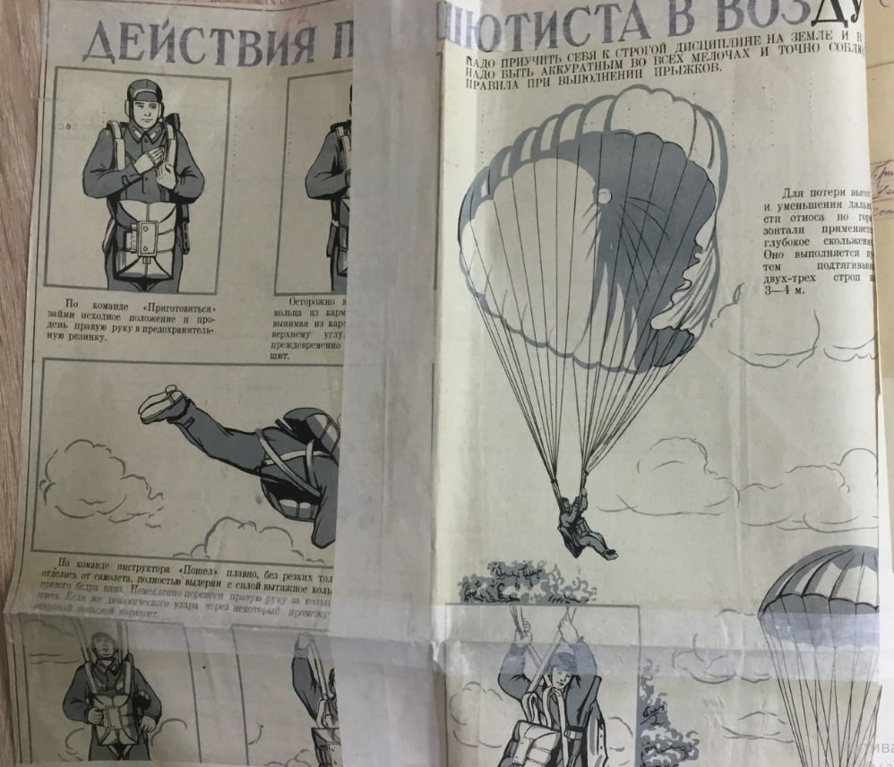 🪂 Продолжаем публикацию фрагментов плакатов по парашютной подготовке марта 1942 года.